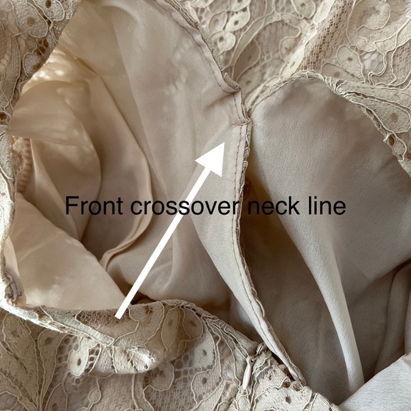 NEW ECRU Size 10 or 12. Lace Midi long sleeve v-neck special occasion Dress NWT - Picture 11 of 12